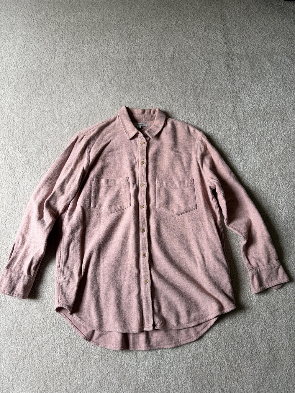 Madewell Women’s Long-Sleeve Button-Down Flannel Shirt in Dusty Rose